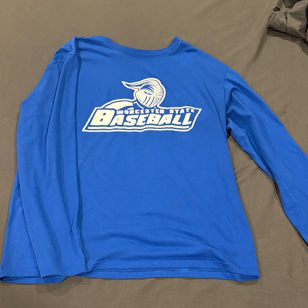 Gildan Blue Long Sleeve Baseball Tee